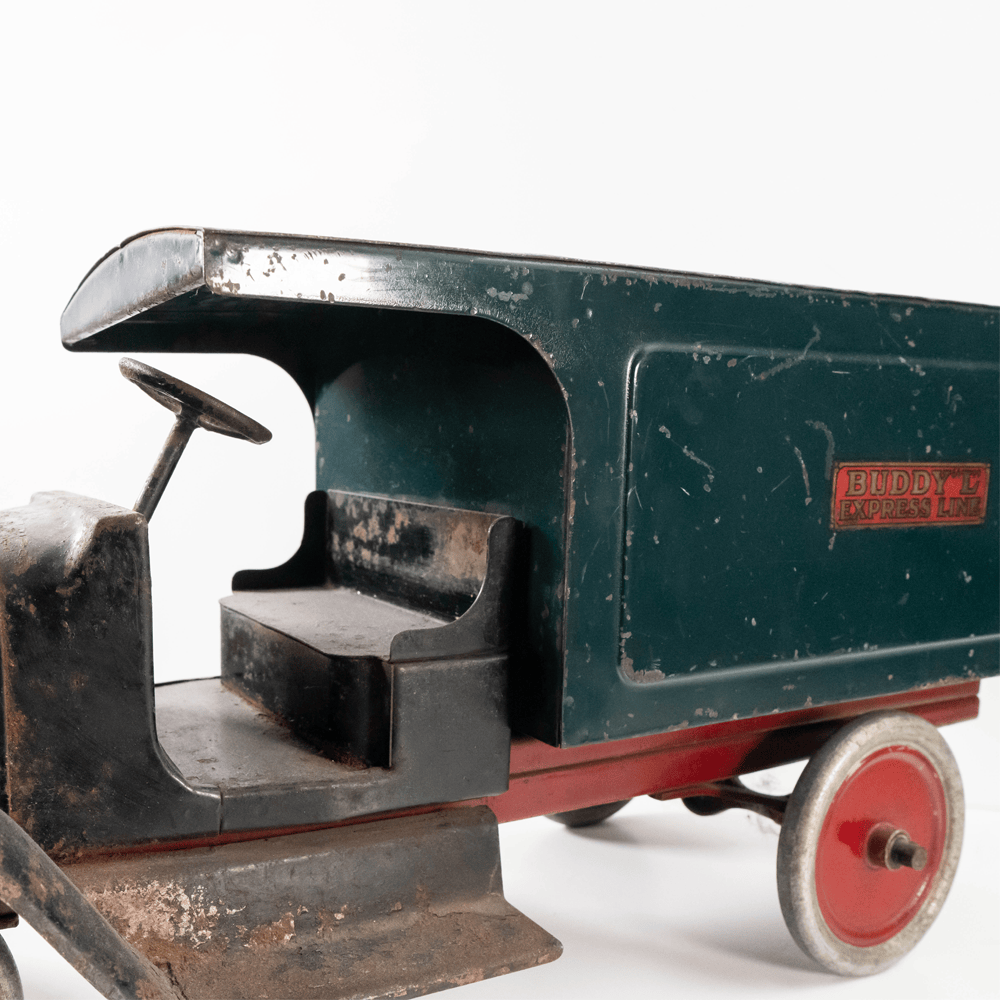 Vintage Buddy "L" Express Line Pressed Steel Delivery Truck Gold & Silver Pawn Shop