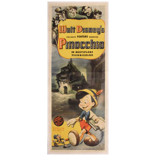 Original 1940's Disney Classic Pinocchio Movie Poster Art Gold & Silver Pawn Shop