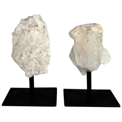 White Calcite Crystal Cluster on Stand