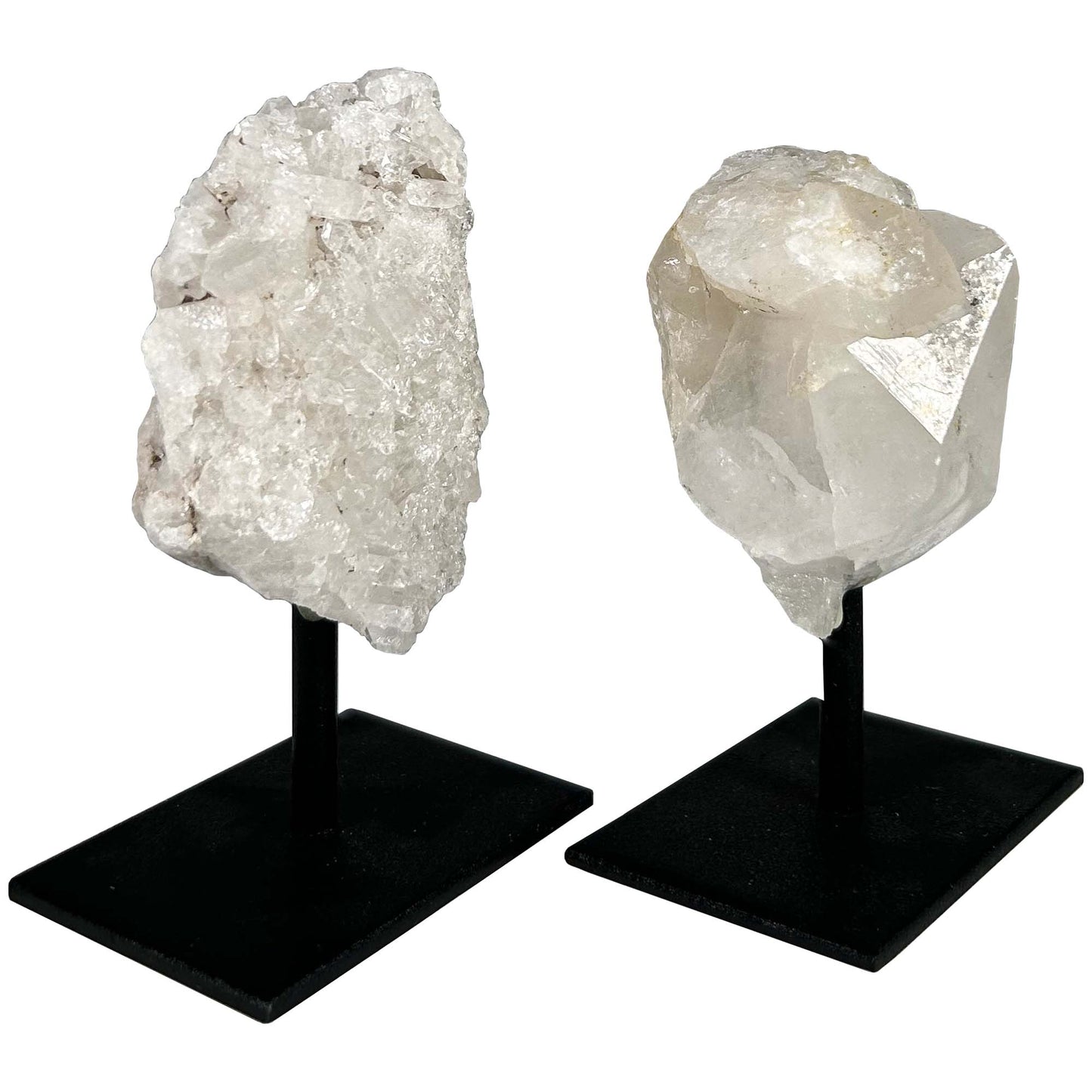 White Calcite Crystal Cluster on Stand