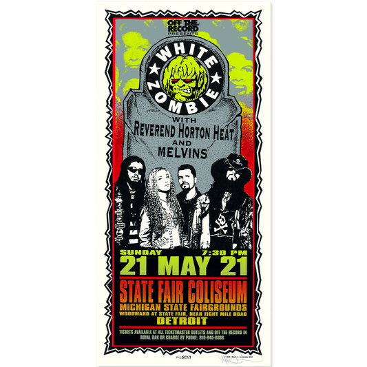 1995 White Zombie at Detroit State Fair Coliseum Poster by Mark Arminski