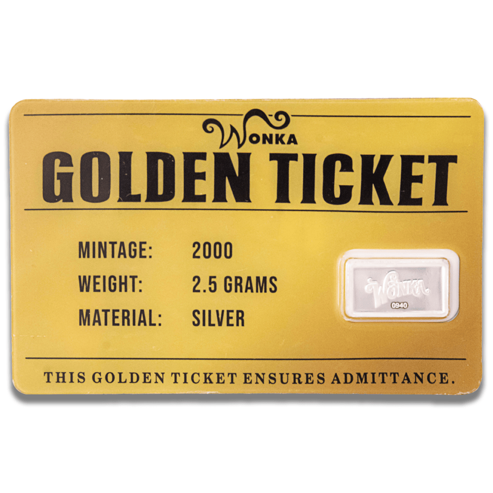 Wonka Golden Ticket 2.5 Gram .940 Silver Bar
Gold & Silver Pawn Shop