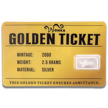 Wonka Golden Ticket 2.5 Gram .940 Silver Bar
Gold & Silver Pawn Shop