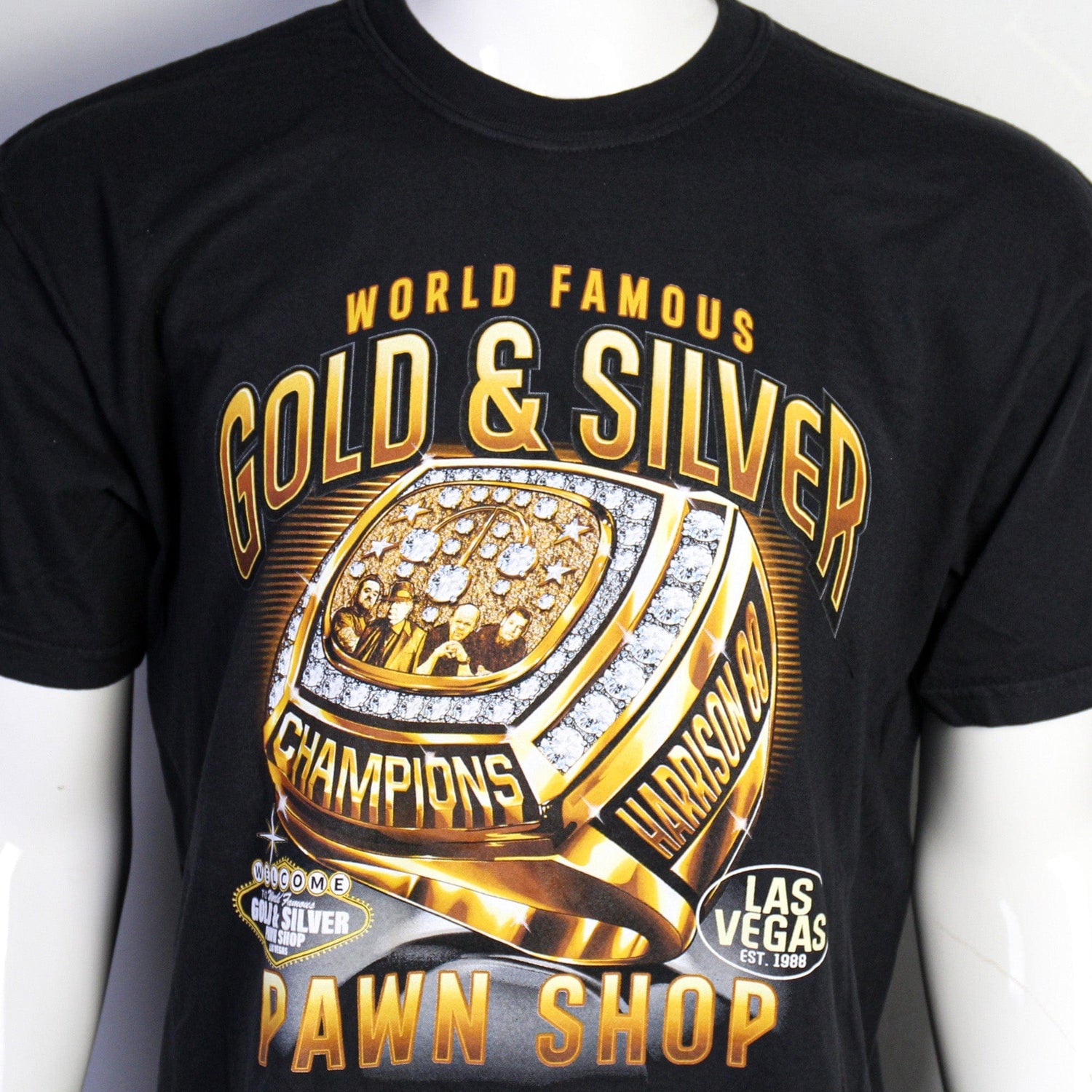 World Famous Gold & Silver Pawn Shop Championship Ring T-Shirt  Close View