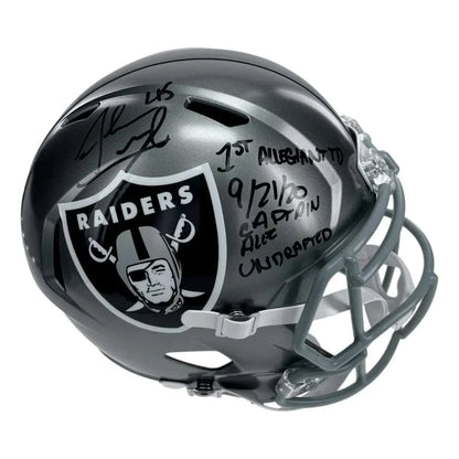 Alec Ingold Signed Las Vegas Raiders FS Flash Helmet Inscribed COA Autographed Helmet Inscriptagraphs Memorabilia