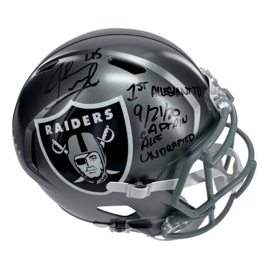 Alec Ingold Signed Las Vegas Raiders FS Flash Helmet Inscribed COA Autographed Helmet Inscriptagraphs Memorabilia