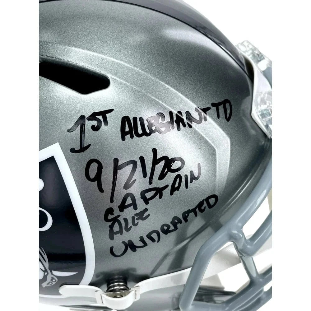 Alec Ingold Signed Las Vegas Raiders FS Flash Helmet Inscribed COA Autographed Helmet Inscriptagraphs Memorabilia