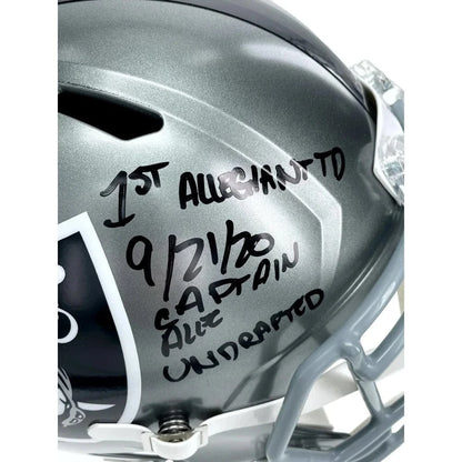 Alec Ingold Signed Las Vegas Raiders FS Flash Helmet Inscribed COA Autographed Helmet Inscriptagraphs Memorabilia