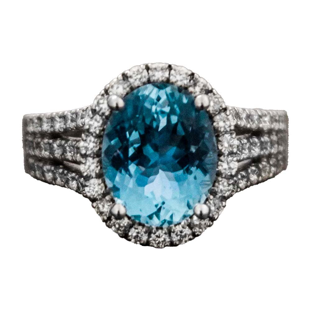 18k White Gold Aqua Diamond Ring