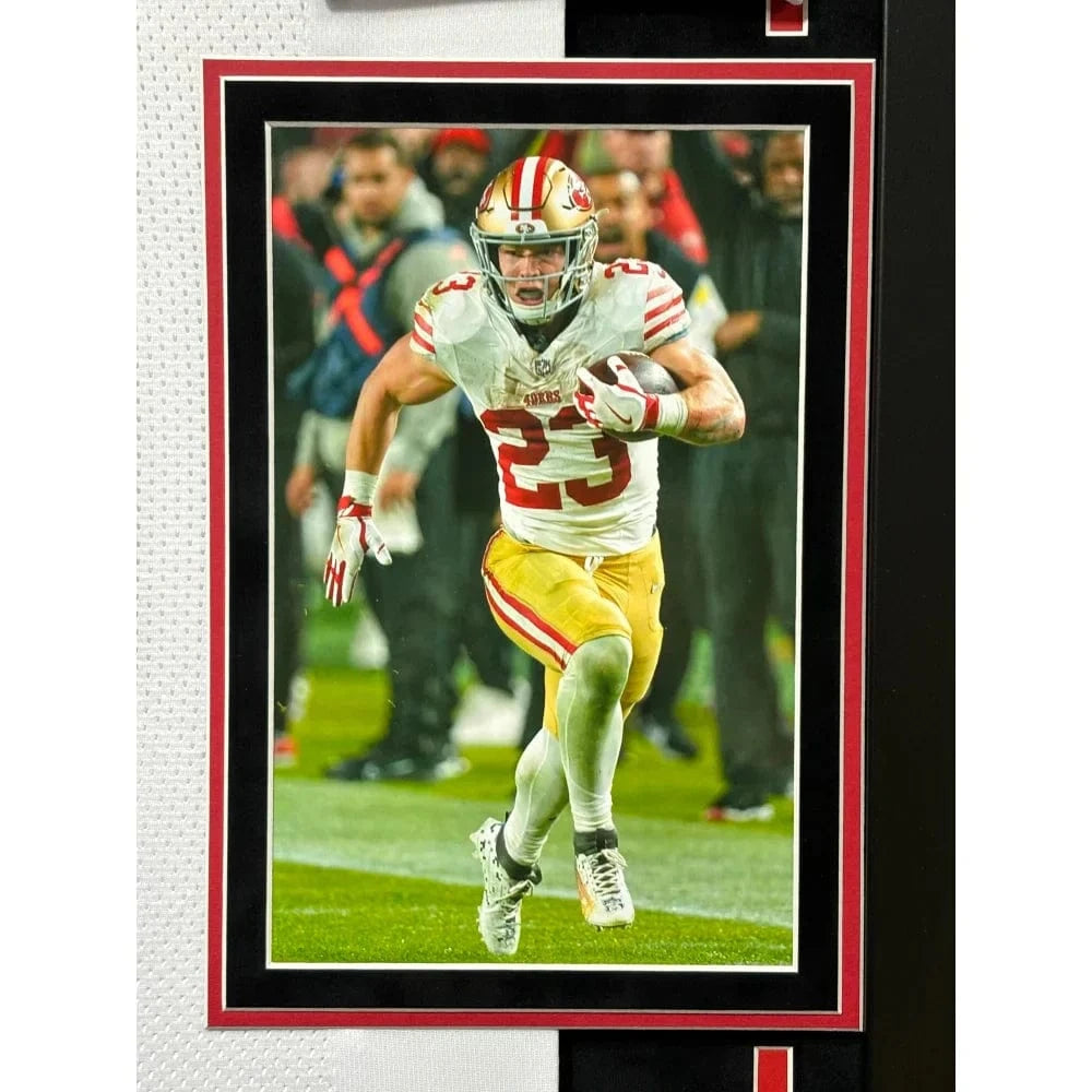 Christian Mccaffrey Autographed San Francisco 49ers Jersey Framed BAS Signed Niners framed jersey Inscriptagraphs Memorabilia