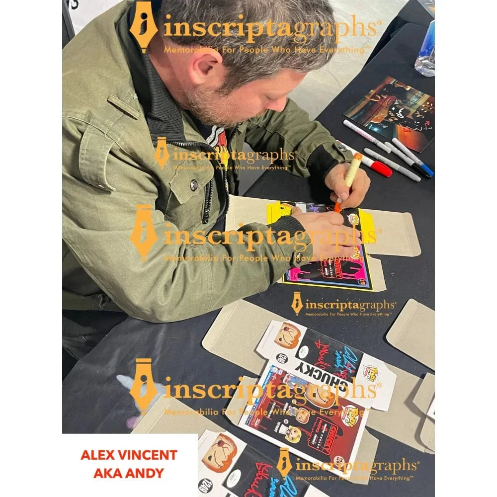 Chucky Funko Pop #56 Signed X3 Ed Gale Alex Vincent Edan Gross JSA COA Autographed Child's Play Funko Pop Inscriptagraphs Memorabilia