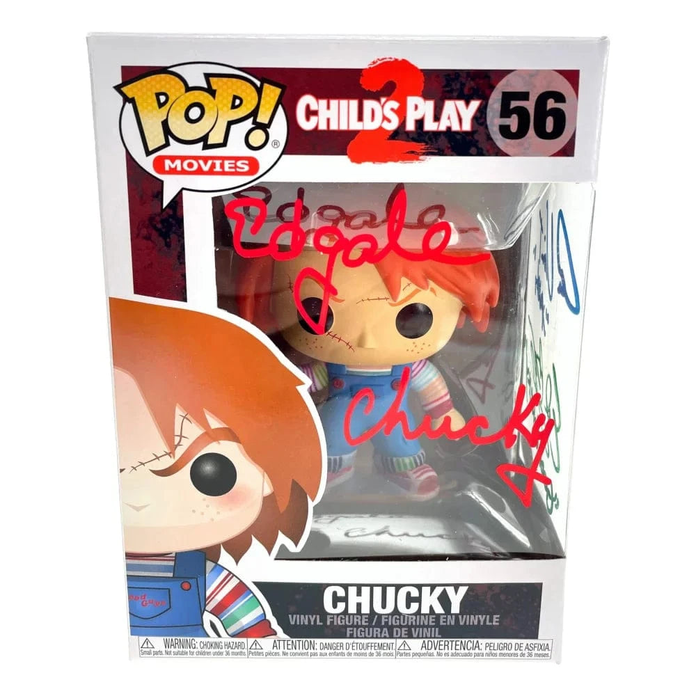 Chucky Funko Pop #56 Signed X3 Ed Gale Alex Vincent Edan Gross JSA COA Autographed Child's Play Funko Pop Inscriptagraphs Memorabilia