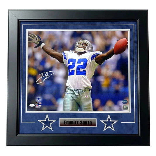 Emmitt Smith Autographed Dallas Cowboys 16x20 Photo Framed Signed BAS Prova Framed Photo Inscriptagraphs Memorabilia