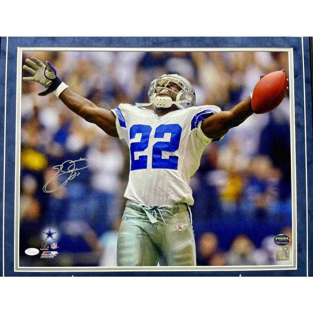 Emmitt Smith Autographed Dallas Cowboys 16x20 Photo Framed Signed BAS Prova Framed Photo Inscriptagraphs Memorabilia