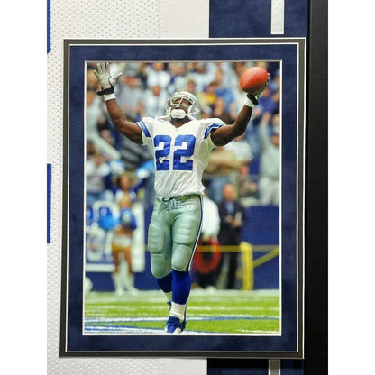 Emmitt Smith Autographed Dallas Cowboys Jersey Framed BAS Prova Signed White framed jersey Inscriptagraphs Memorabilia