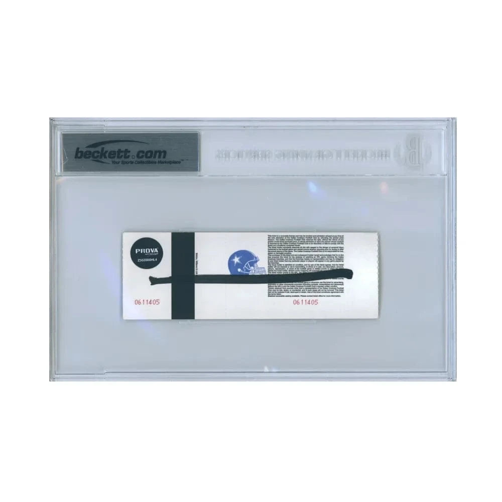 Emmitt Smith Signed Dallas Cowboys Rushing Record Breaking Ticket 10/27/02 BAS 10 Autograph Ticket Inscriptagraphs Memorabilia