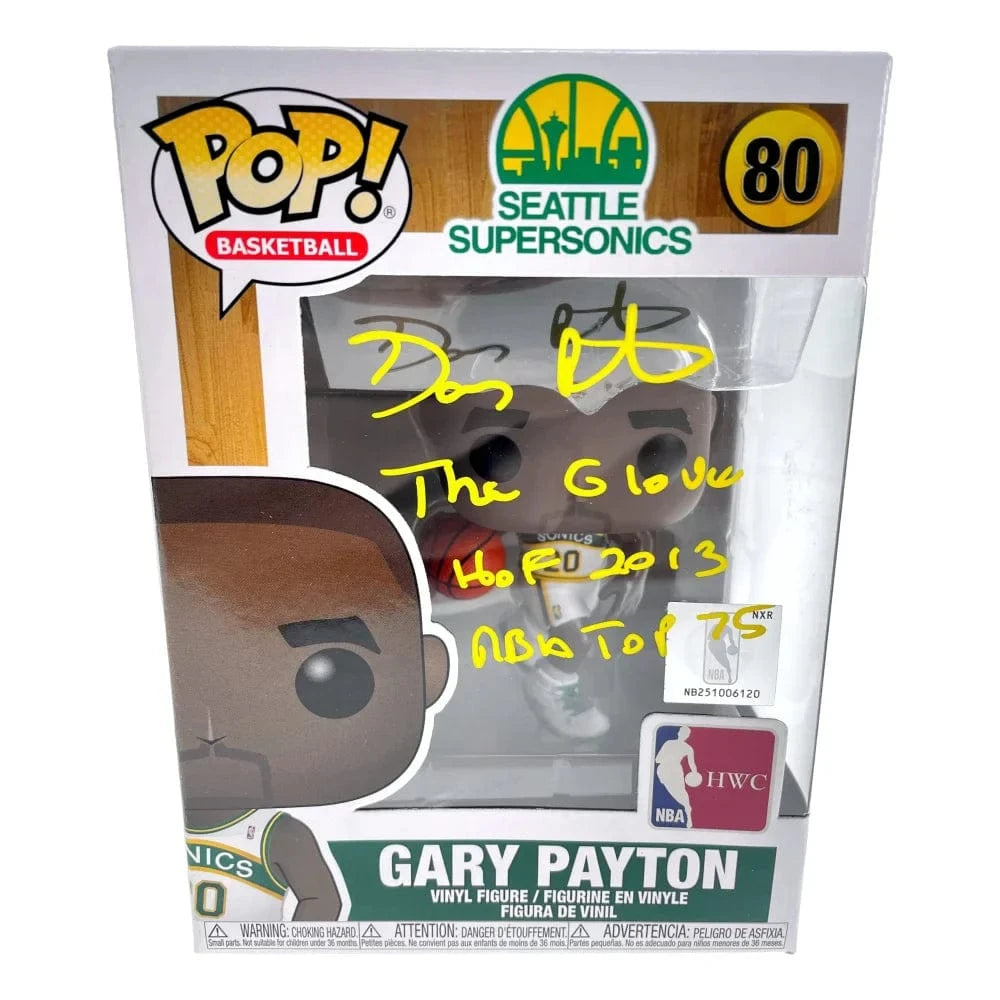 Gary Payton Autographed Funko Pop Seattle Sonics Inscribed #80 JSA COA Signed Funko Pop Inscriptagraphs Memorabilia