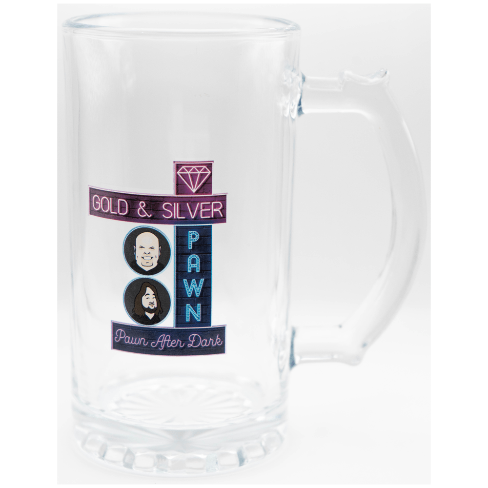 Gold & Silver "Pawn After Dark" Glass Mug Gold & Silver Pawn Shop
