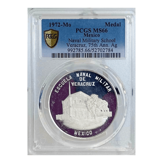 1972-Mo PCGS MS66 Mexico Naval Military School Veracruz, 75th Anniversary AG Medal Gold & Silver Pawn Shop