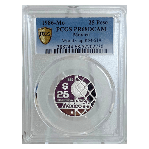 1986-Mo PCGS PR68DCAM Mexico World Cup 25 Peso Gold & Silver Pawn Shop