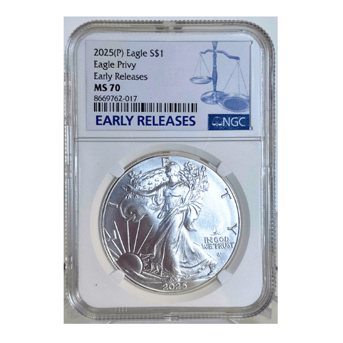 2025 (P) Eagle S$1 Eagle MS70 Privy Early Release Gold & Silver Pawn Shop Standard