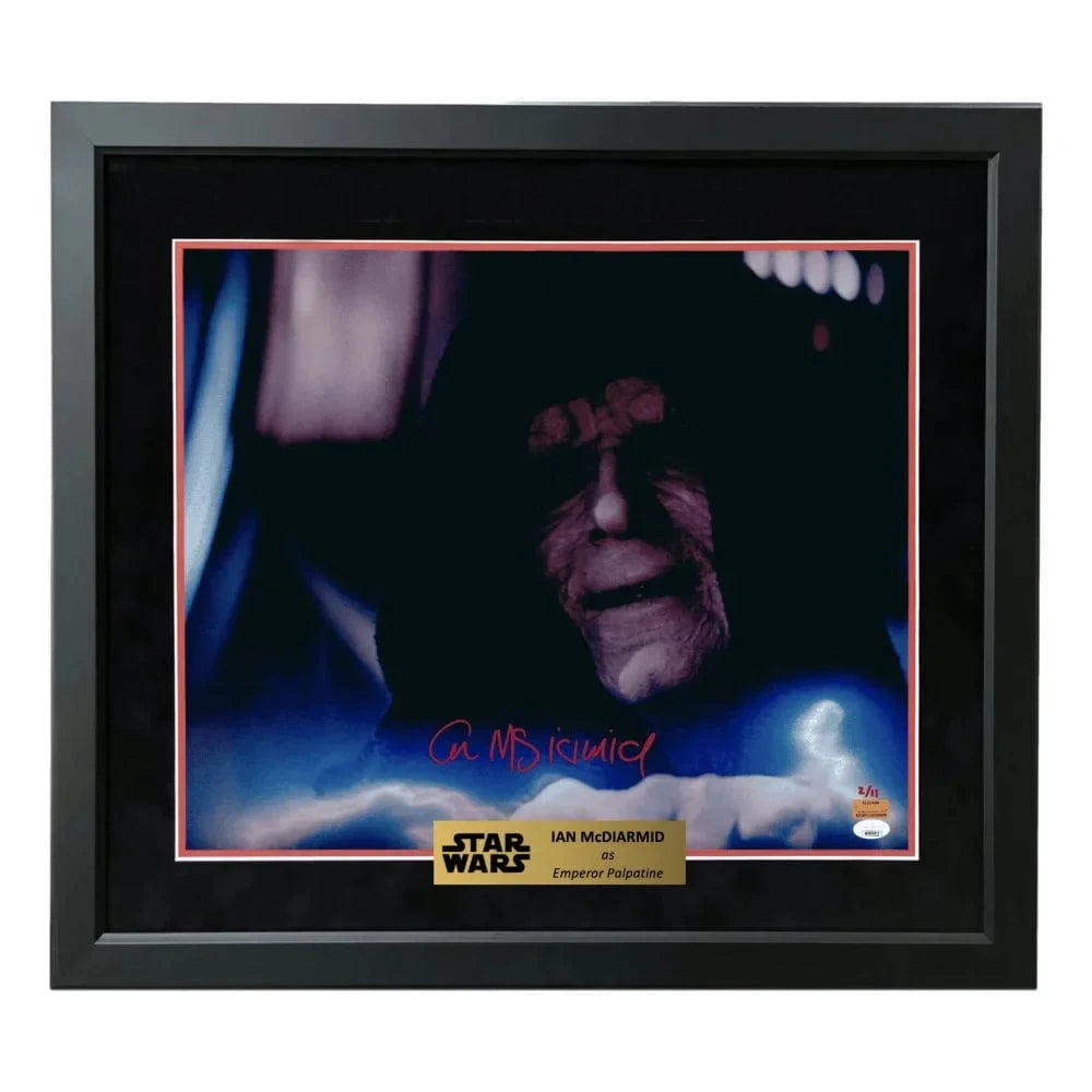 Ian McDiarmid Autographed 16x20 Photo #D/11 Star Wars Emperor Palpatine Framed JSA COA Electricity Funko Pop Inscriptagraphs Memorabilia
