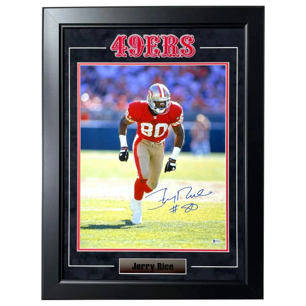 Jerry Rice Autographed San Francisco 49ers 16x20 Photo Framed BAS Sign ...