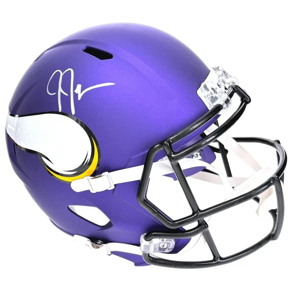 Justin Jefferson Autographed Minnesota Vikings Full Size Helmet BAS COA Signed Helmet Inscriptagraphs Memorabilia