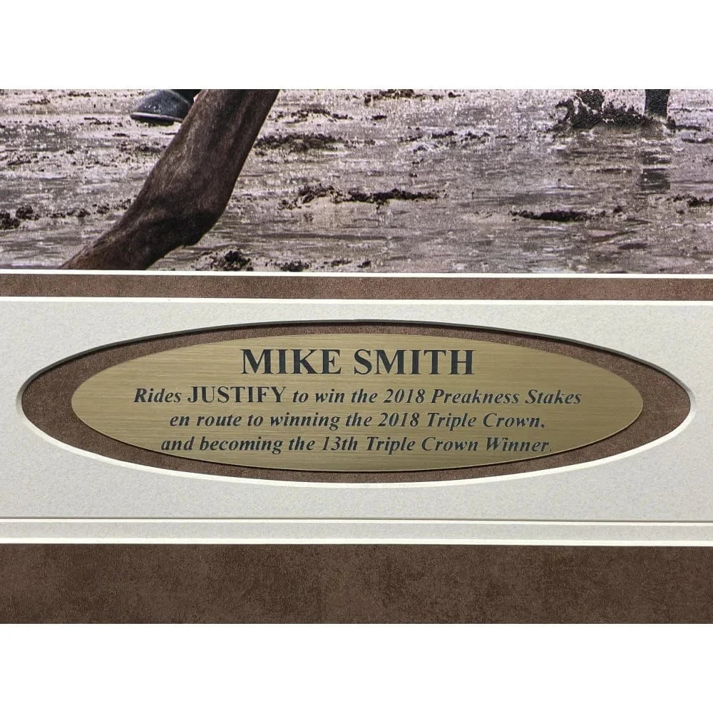 Mike Smith Signed Justify 16x20 Photo Framed Steiner COA Triple Crown Horse Autograph Photo Inscriptagraphs Memorabilia