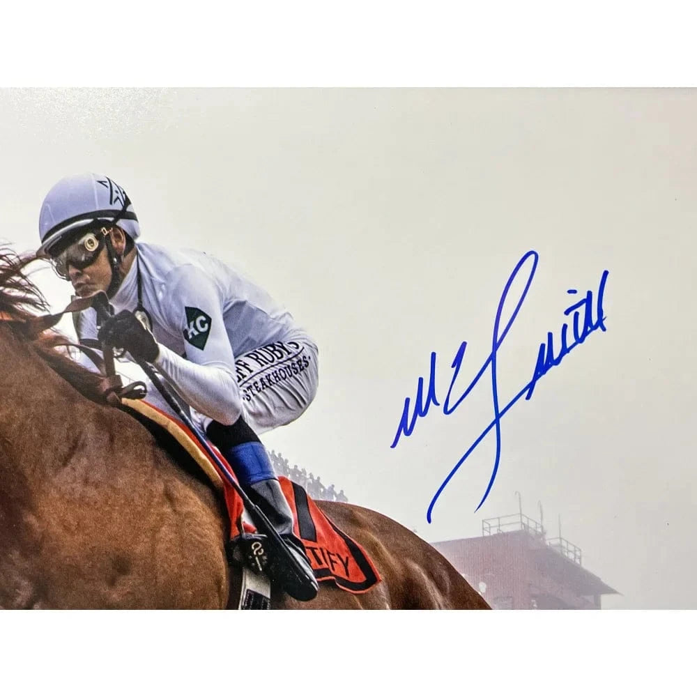 Mike Smith Signed Justify 16x20 Photo Framed Steiner COA Triple Crown Horse Autograph Photo Inscriptagraphs Memorabilia