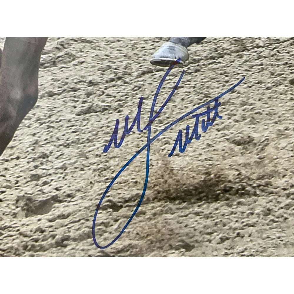 Mike Smith Signed Justify 16x20 Photo Framed Steiner COA Triple Crown Horse Autograph Belmont Photo Inscriptagraphs Memorabilia