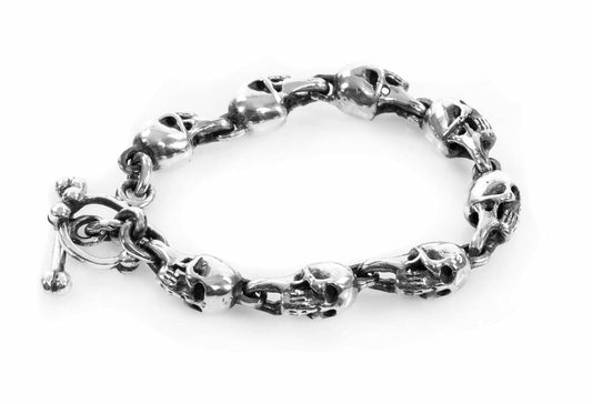 Rick's Skull Link Bracelet Mens 88 grams thumbnail