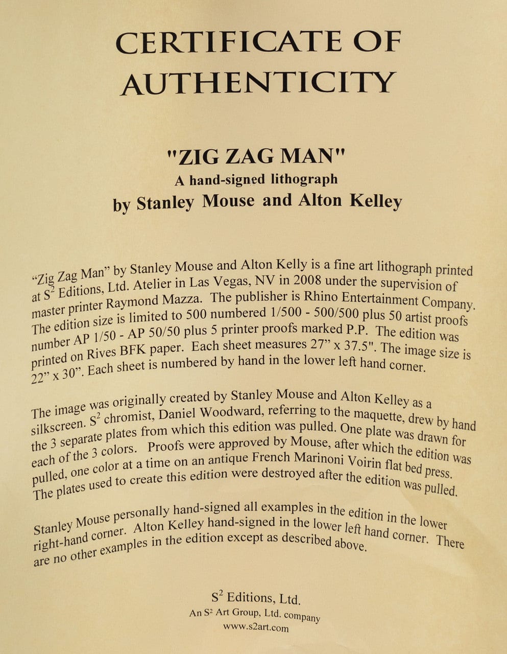 Zig Zag Man Big Brother & The Holding Company Concert Poster (Back)