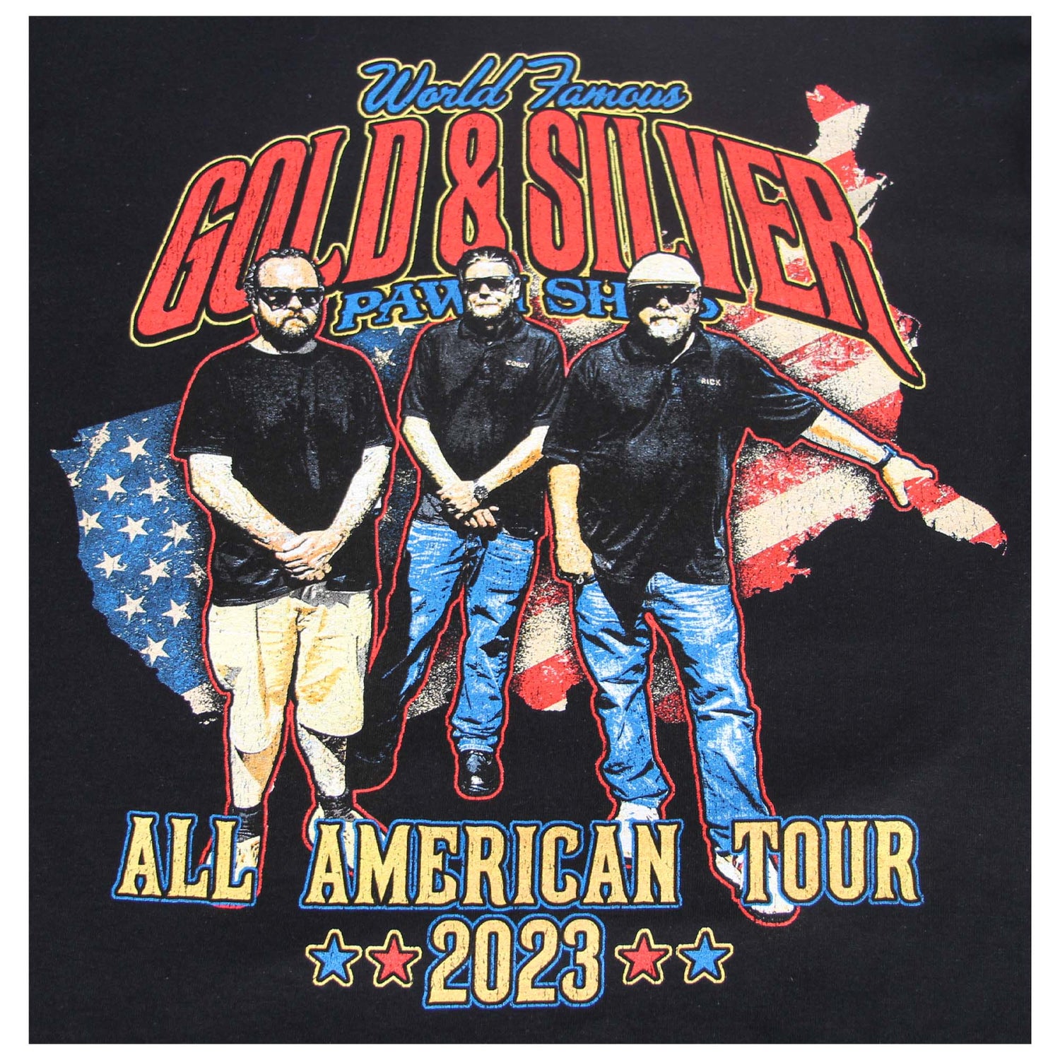 2023 Gold & Silver Pawn Shop "All American Tour" T-Shirt Front