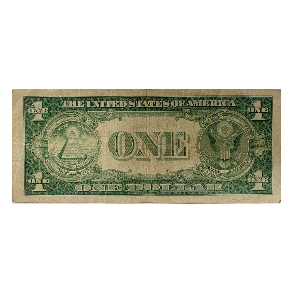 1935-A Series $1 Silver Certificate WWII Emergency Note Yellow Seal Reverse