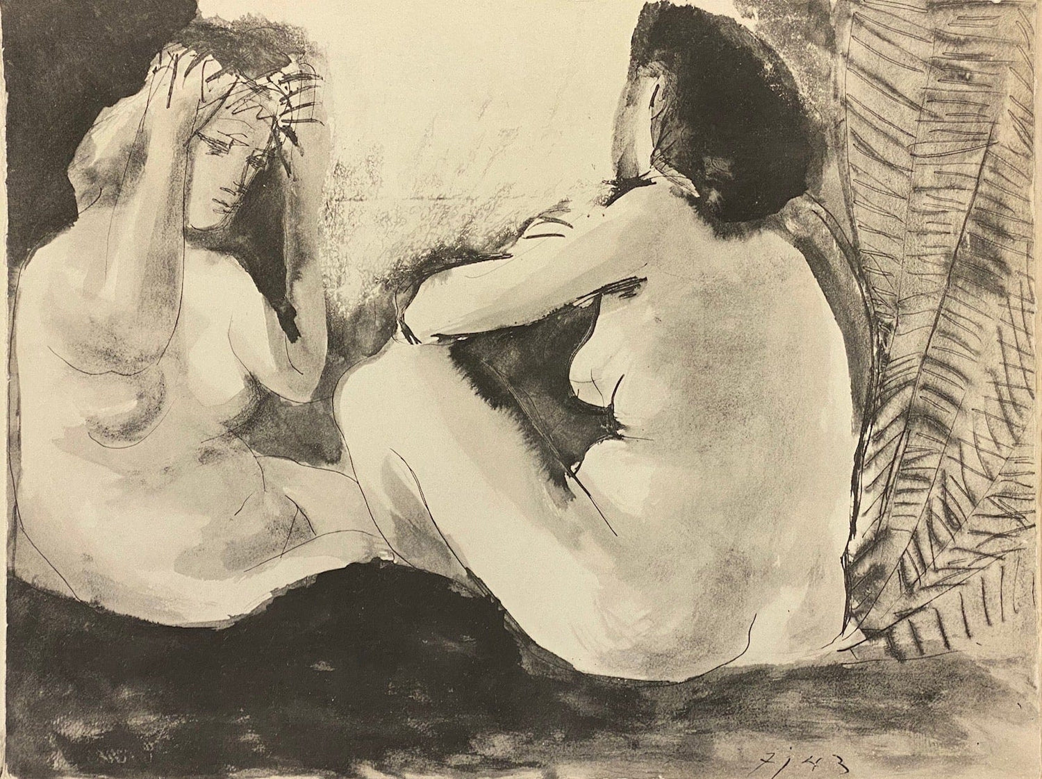 Pablo Picasso - Deux Femmes Nues Au Vent D'Arles Paris, 1967
