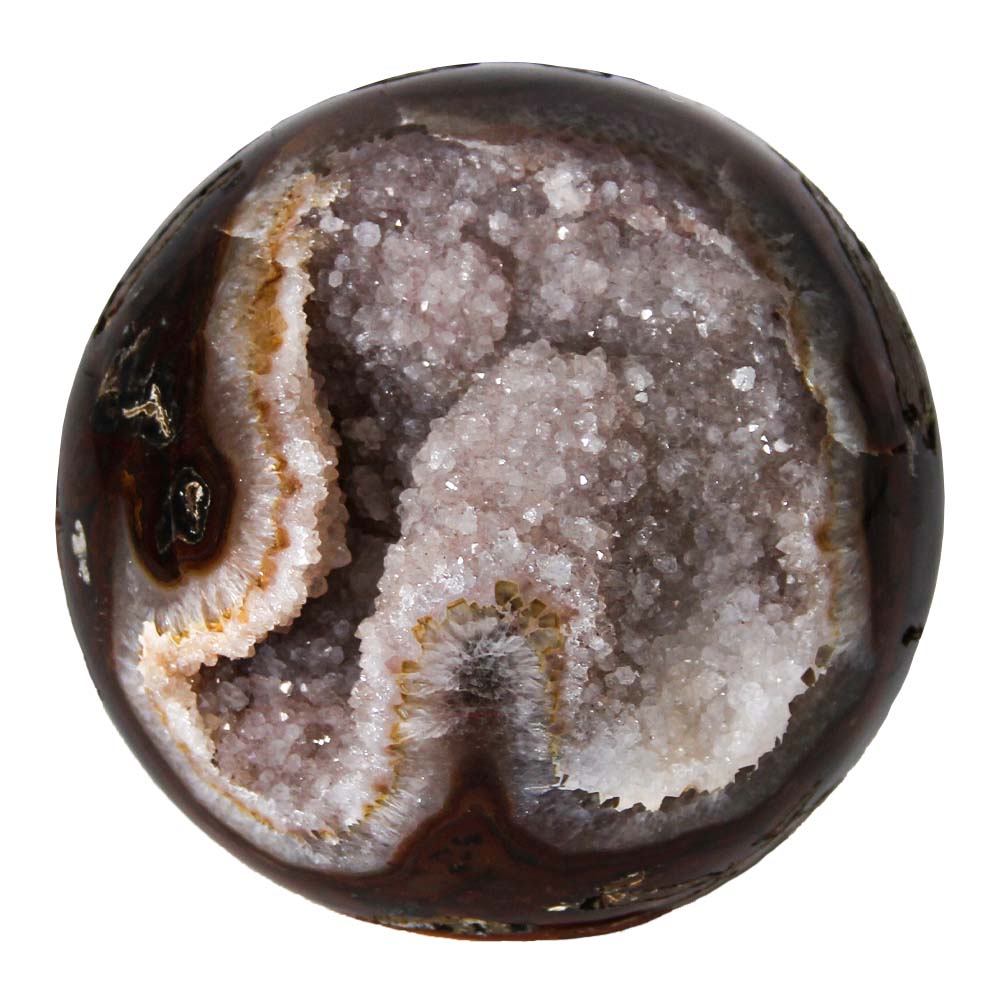 Polished Agate Crystal Coconut Sphere