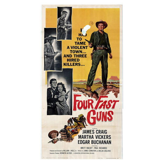 Four Fast Guns - Classic 2 Panel Movie Poster