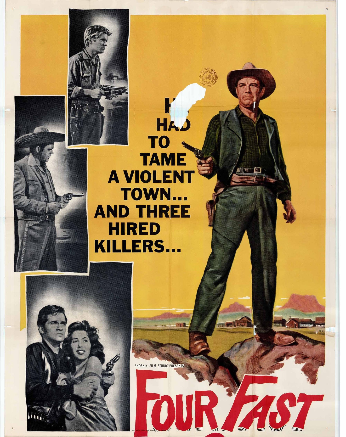 Four Fast Guns - Classic 2 Panel Movie Poster