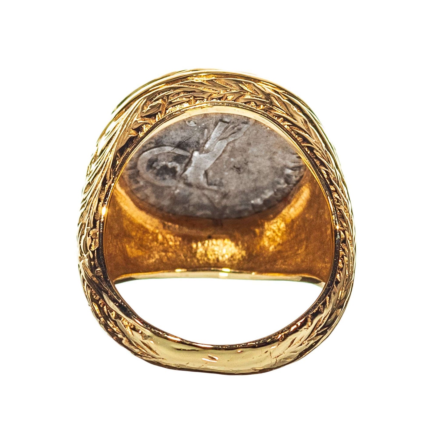 14K Yellow Gold Roman Coin Ring Interior View