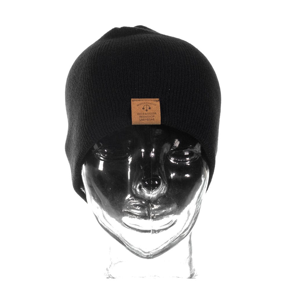 Lightweight Rib Knit Black Beanie With Patch Thumbnail