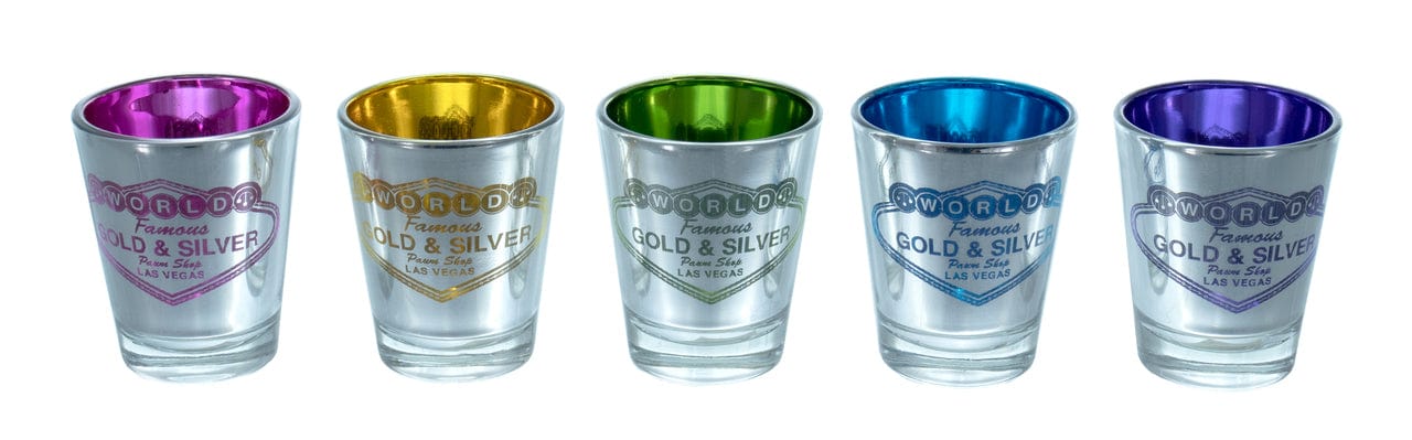 Gold & Silver Pawn Shop Metallic Shot Glasses - Set of Five Rainbow