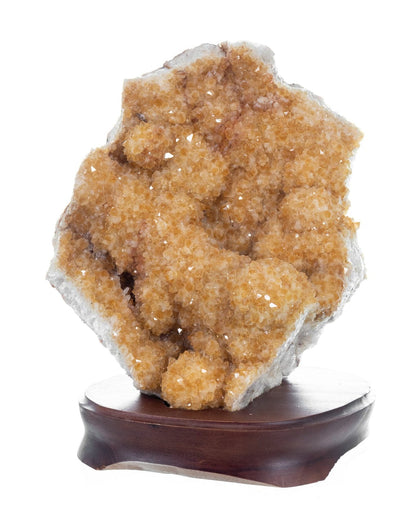 Citrine Clusters on Wood Base Front