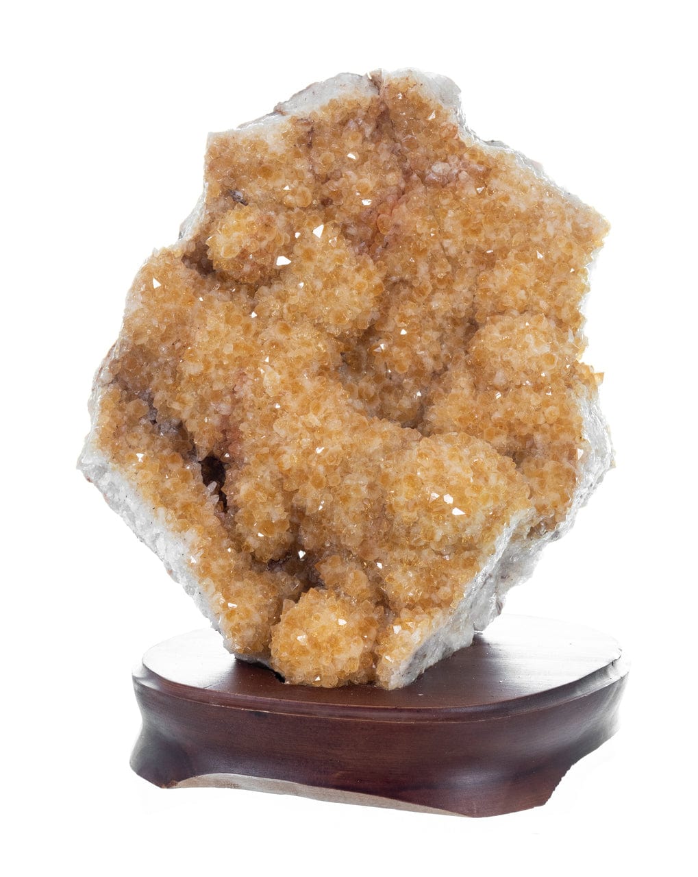 Citrine Clusters on Wood Base Front
