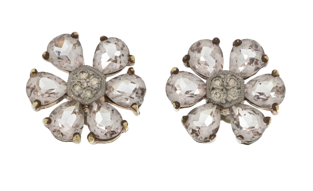 Floral Stud Diamond Earrings Front