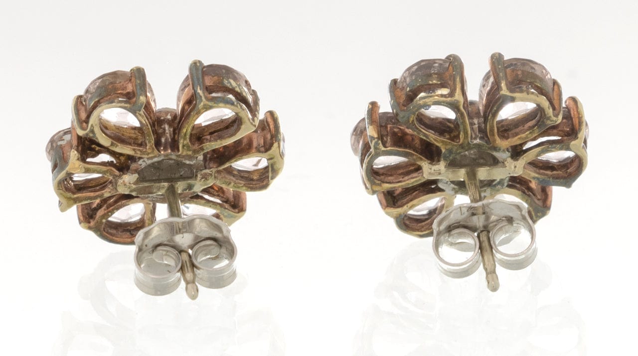 Floral Stud Diamond Earrings Reverse
