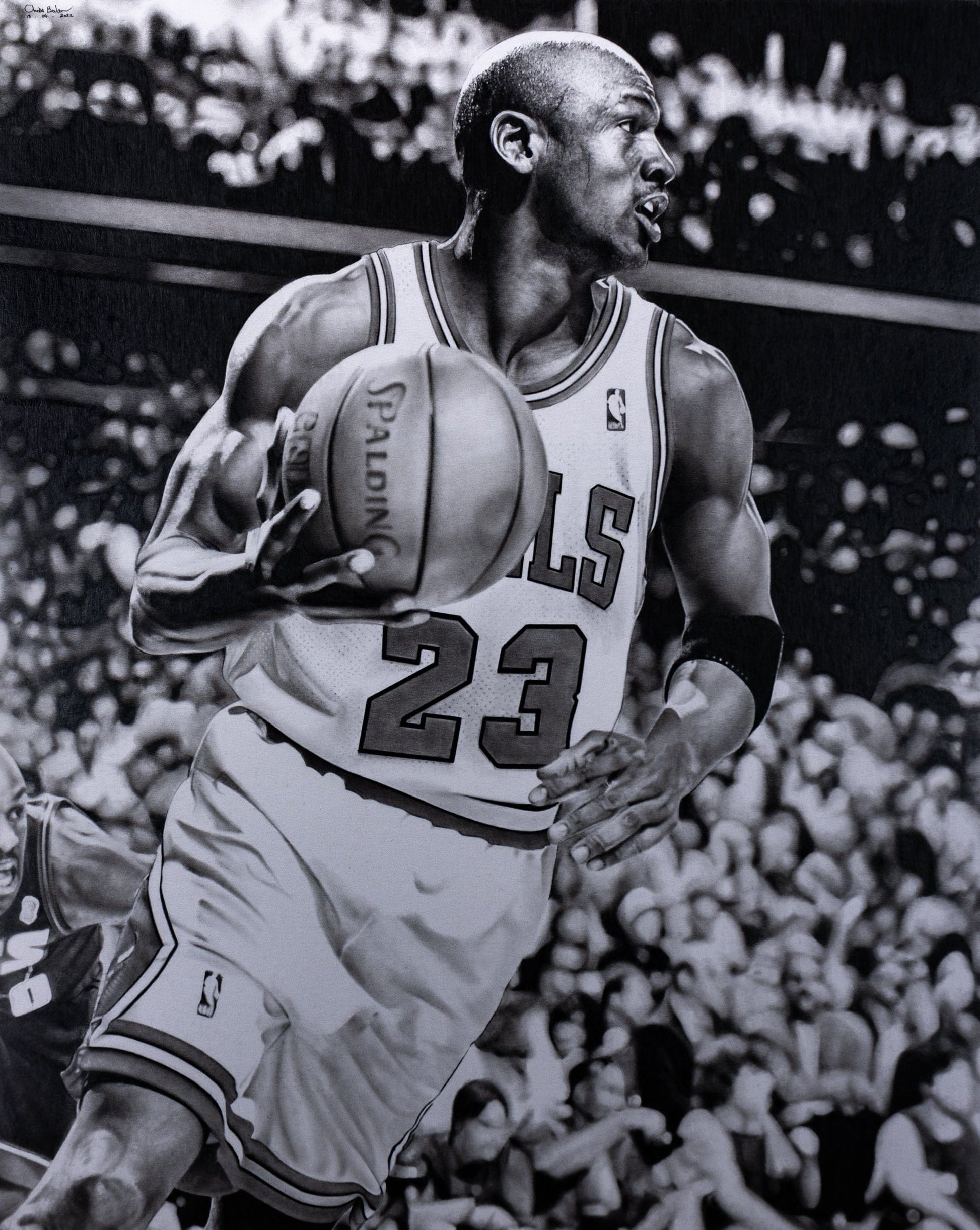 Chris Baker realism sketch of Michael Jordan 