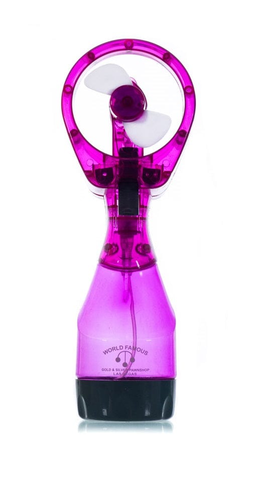 Gold & Silver Deluxe Battery Powered Water Misting Fan Pink