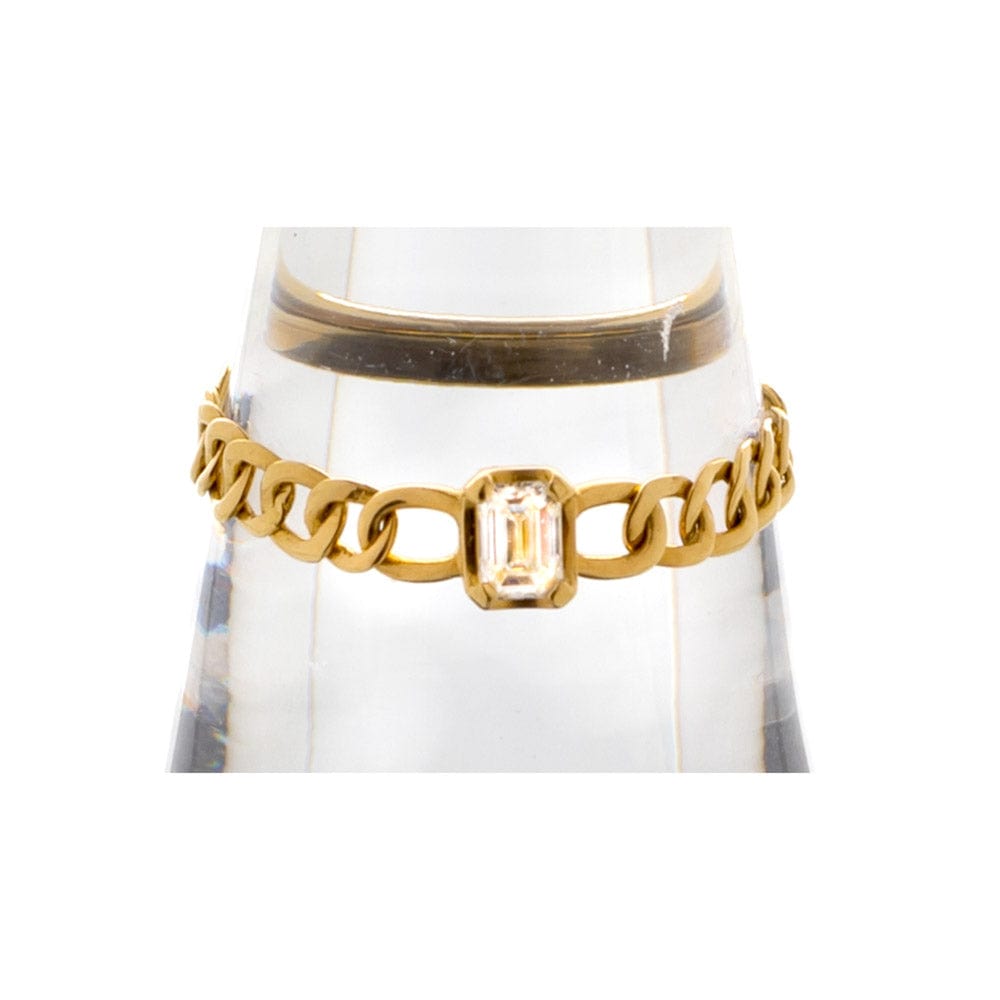 18K Yellow Gold Diamond Chain Ring Thumbnail