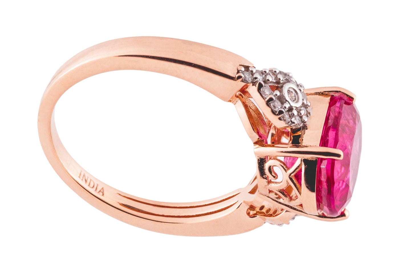 14K Gold Rubellite Ring Side View